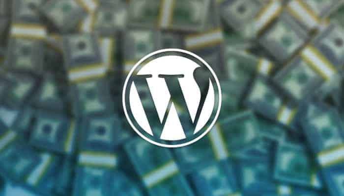 How to make money in WordPress - wordpress logo with money on background